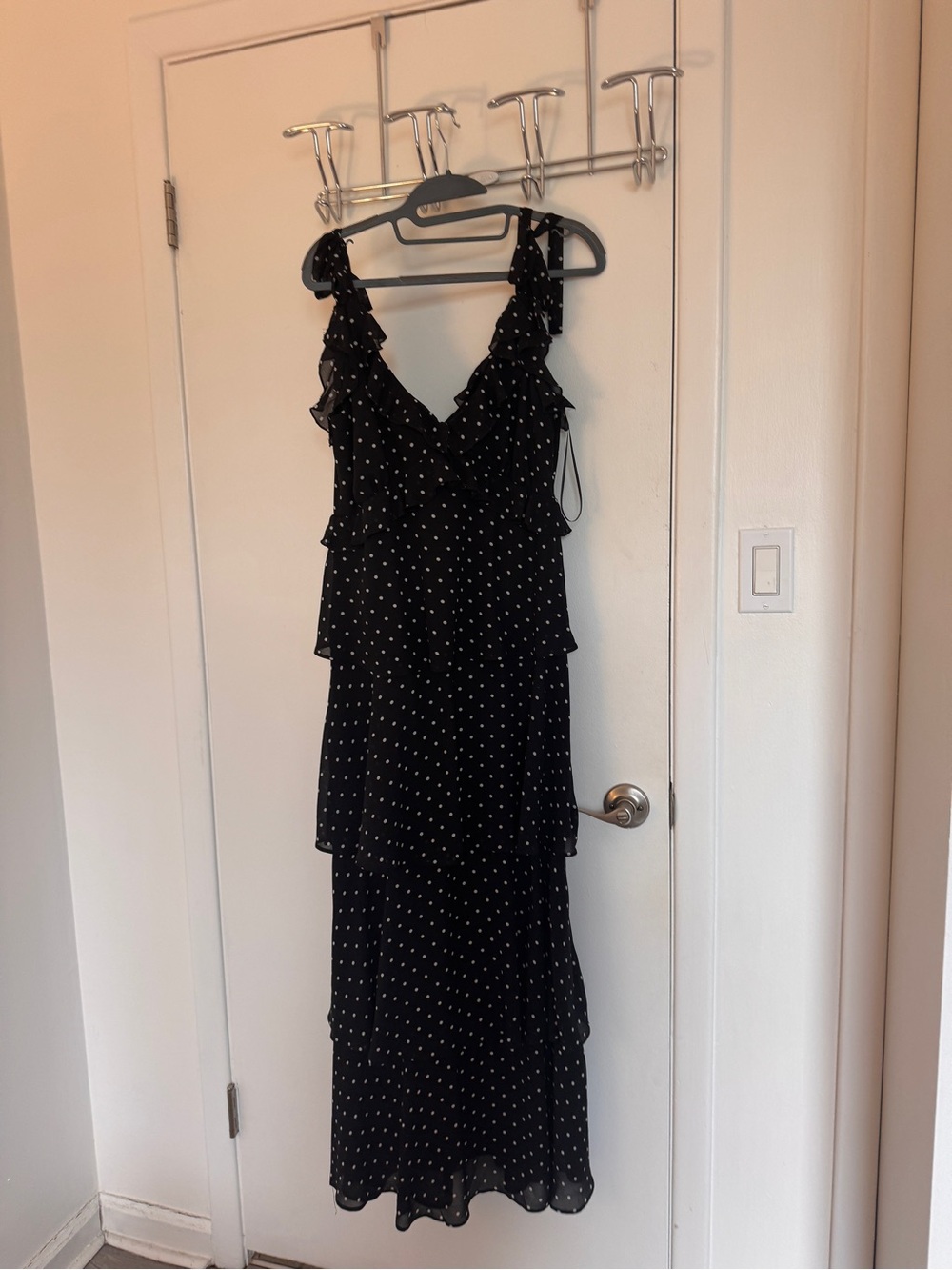 WAYF polka dot tiered max dress